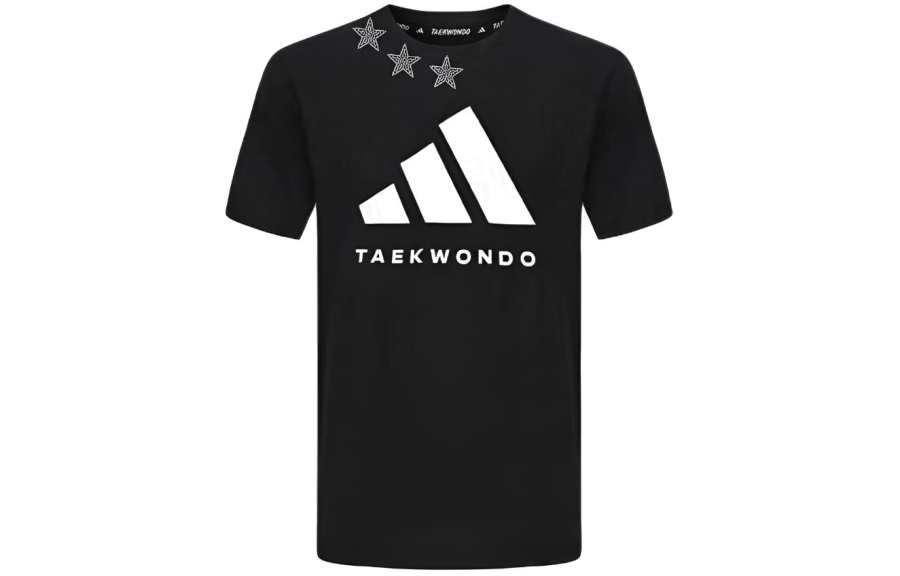 Adidas Adidas Taekwondo T Shirts Unisex Black White Crew Neck Moderate