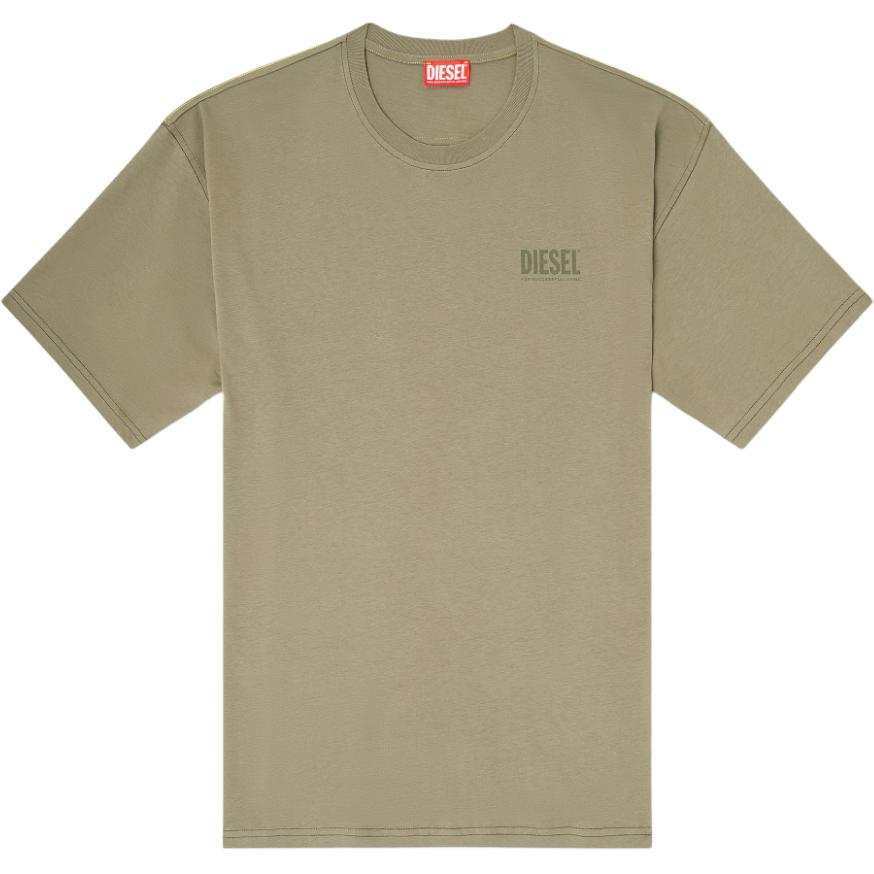 DIESEL T Shirts Men's Green Crew Neck Moderate Straight Fit