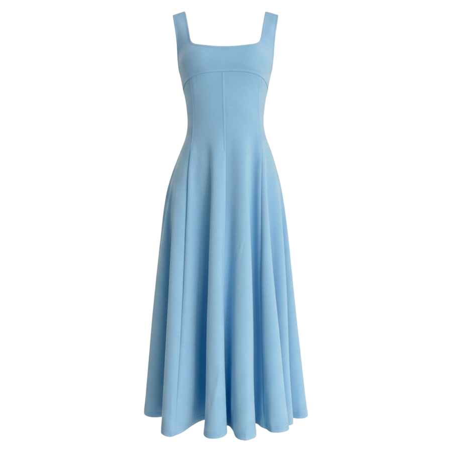 FINDSME GAGA Sleeveless Dresses Women's Square Collar Moderate Midi Skirt A Line Skirt
