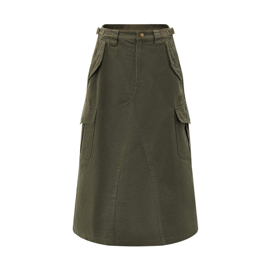 CAT Casual Long Skirts Women's Dark Green Moderate A Line Skirt