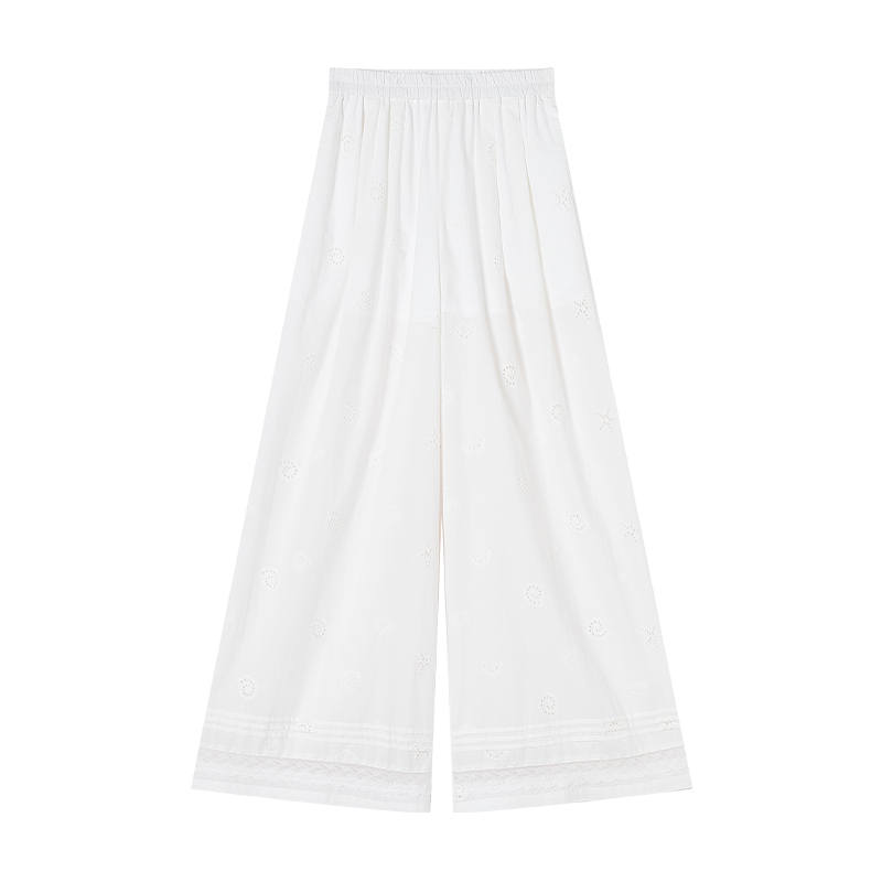 XIANGYING Casual Pants Women's White Thin Wide Leg Pants