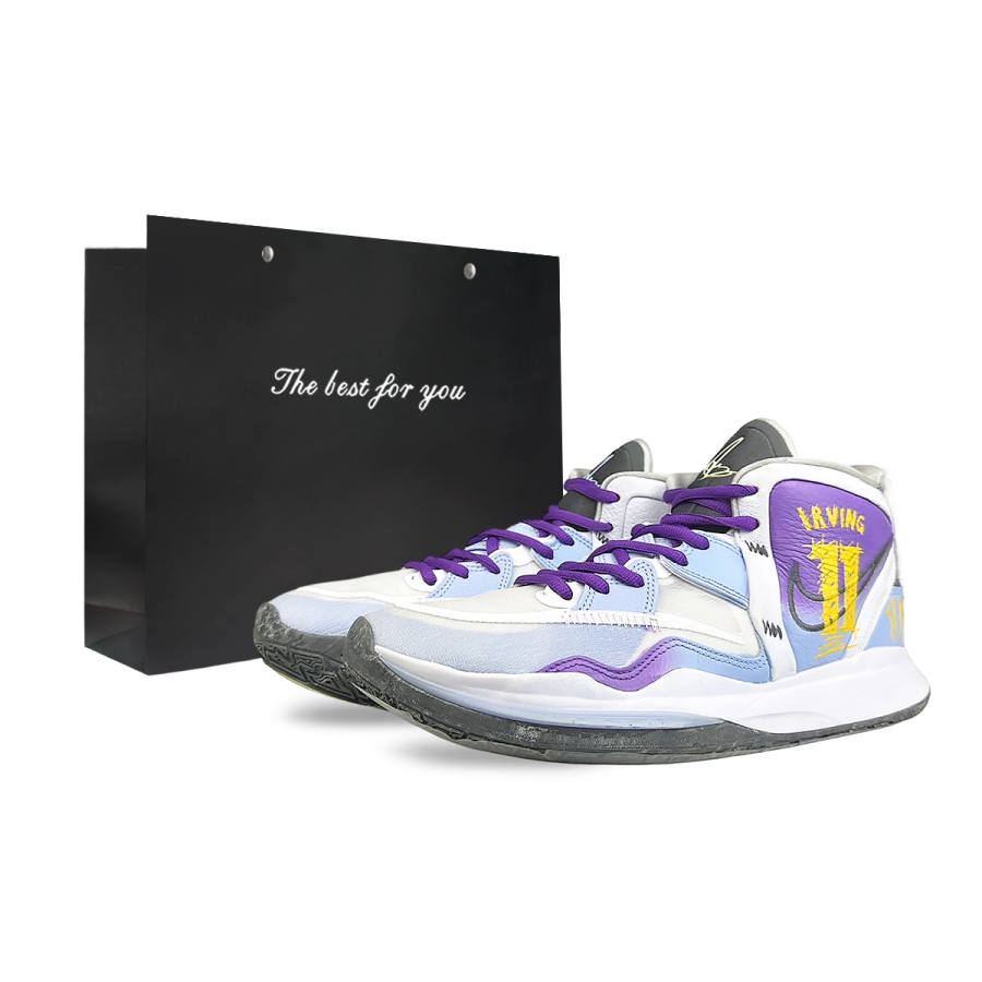 Nike Nike Kyrie 8 Infinity Slip Resistant Abrasion Resistant Mid top Basketball Shoes Unisex White Purple