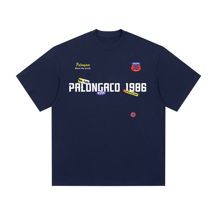PAL ONGACO T Shirts Unisex Navy Blue Crew Neck Moderate