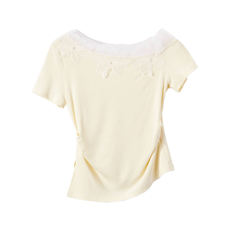 XIANGYING T Shirts Women's Asymmetrical Collar Thin