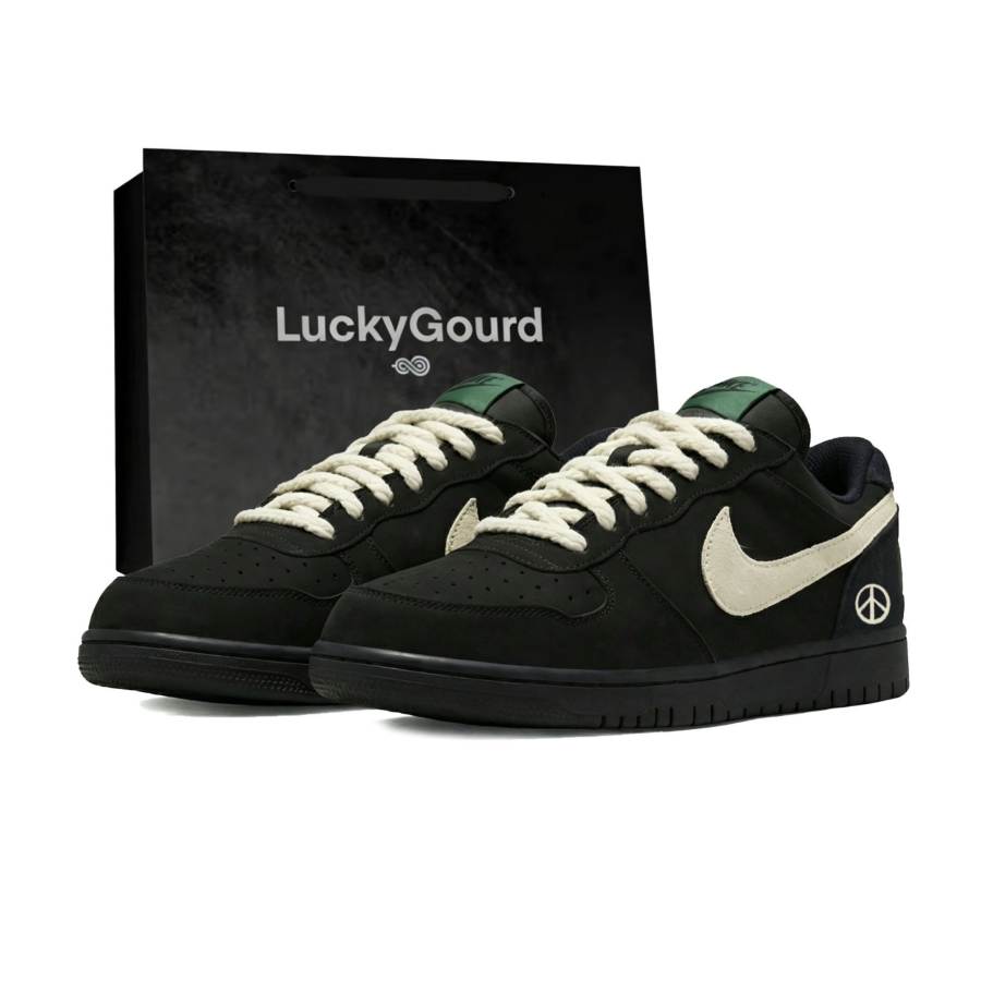 Nike Nike Big Skateboard Shoes Men's Low Top Black/Ecru/Green