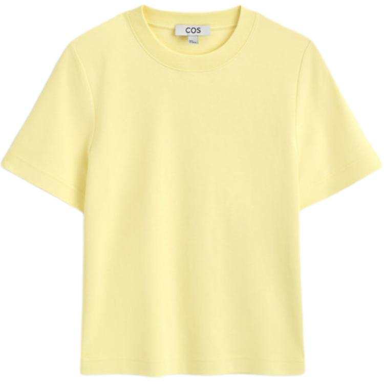 COS T Shirts Women's Yellow Crew Neck Moderate Straight Fit
