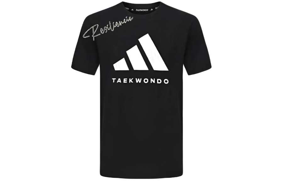 Adidas Adidas Taekwondo T Shirts Unisex Black White Crew Neck Moderate