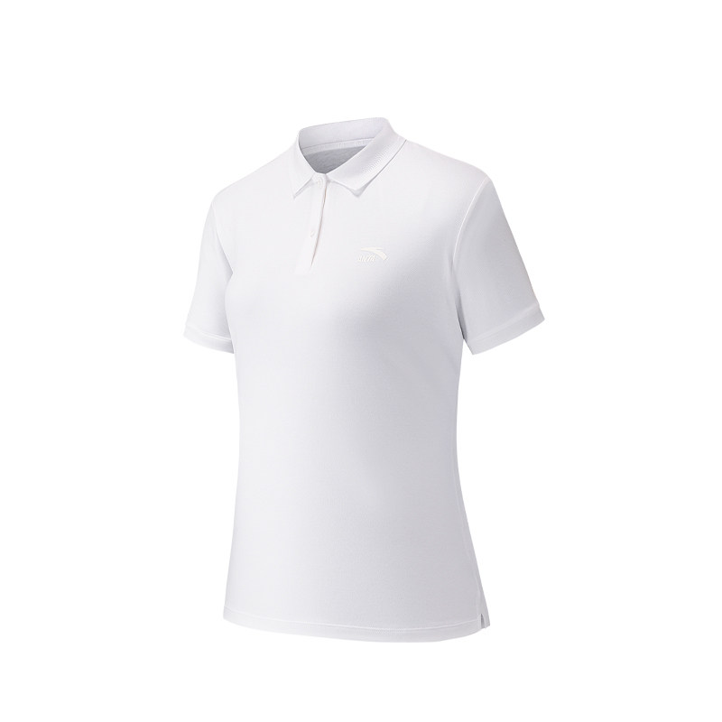 ANTA Life Collection Polo Shirts Women's Snowflake White Polo Collar Moderate Straight Fit
