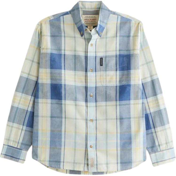 Abercrombie&Fitch Shirts Men's Light Blue Lapel Moderate