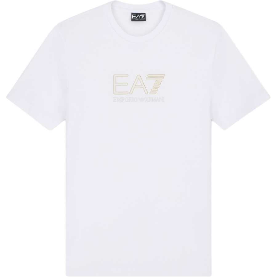 EMPORIO ARMANI EA7 T Shirts Men's White Crew Neck Moderate Straight Fit