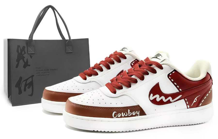 Nike Nike Court Vision 1 Skateboard Shoes Men's Low Top White/Red/Brown