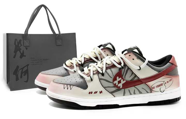 Nike Nike Dunk Skateboard Shoes Women's Low Top Beige/Gray/Red