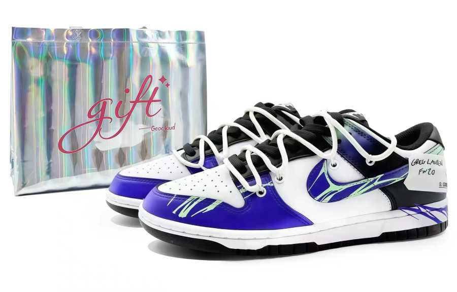 Nike Nike Dunk Skateboard Shoes Women's Low Top Dark Blue/White/Neon Green