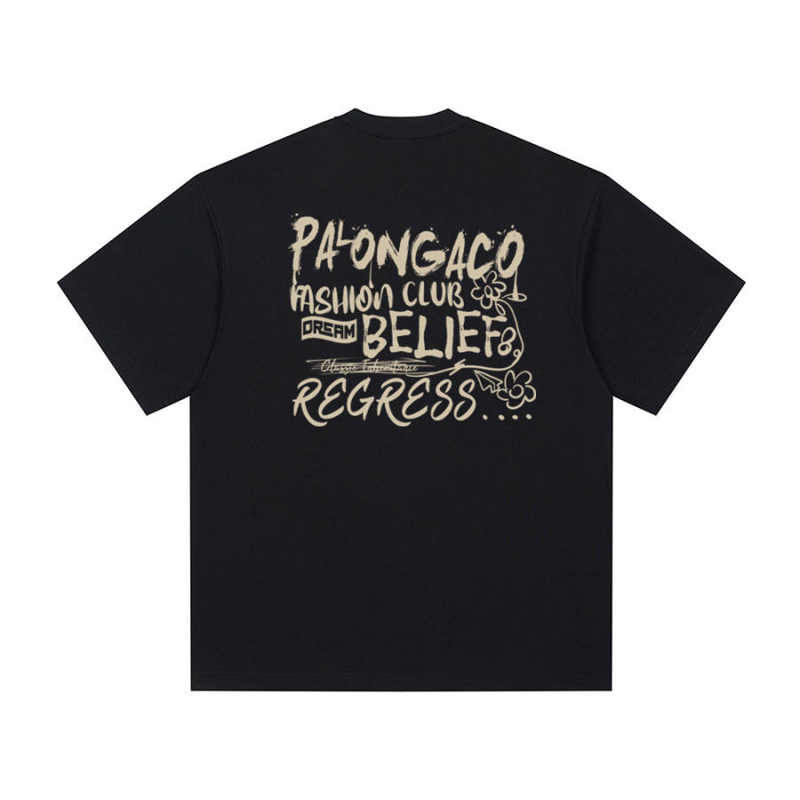 PAL ONGACO T Shirts Unisex Black Crew Neck Moderate Straight Fit