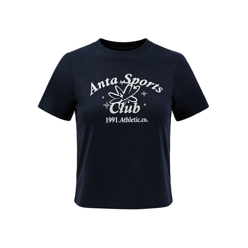 ANTA T Shirts Women's Indigo Blue Crew Neck