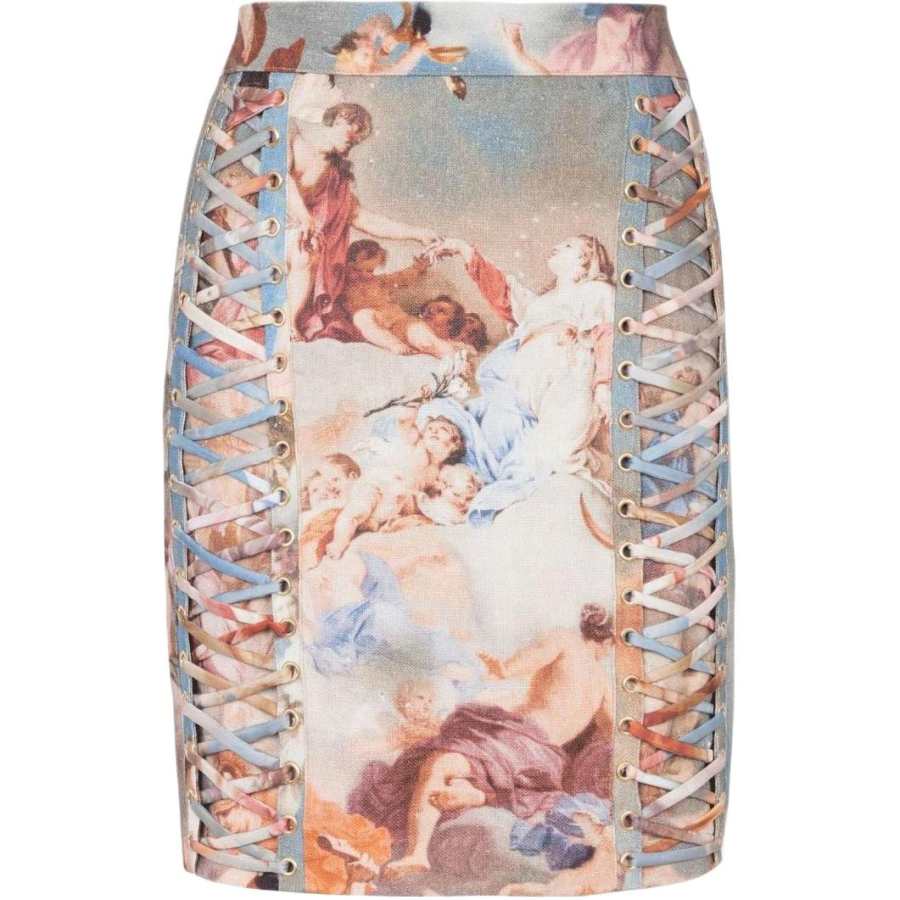 BALMAIN 【Previous Season】Sky-print lace-up miniskirt