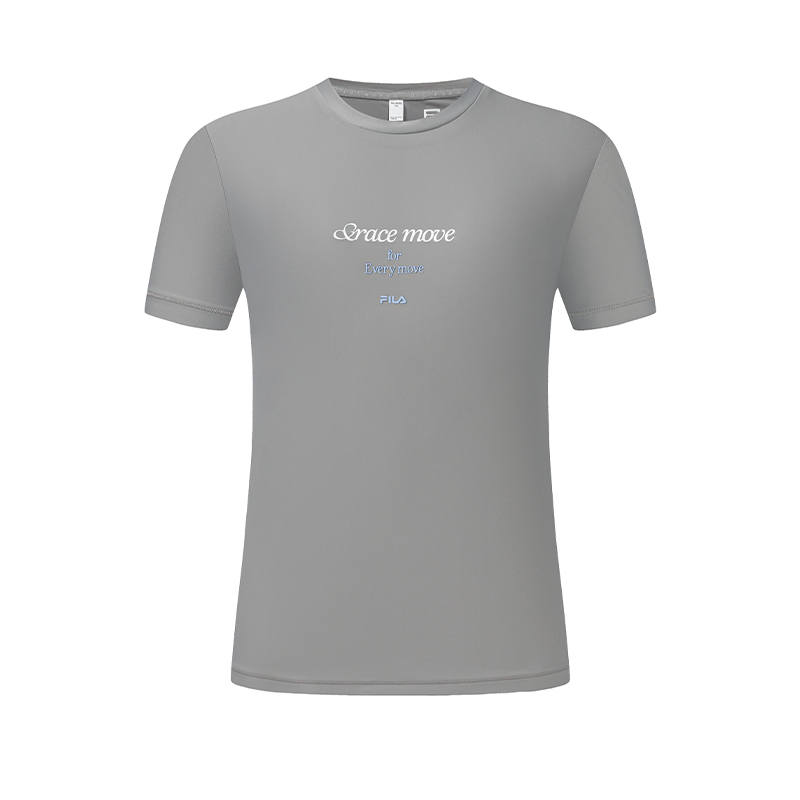 FILA Fitness T Shirts Women's Gravel Gray Crew Neck Moderate Other