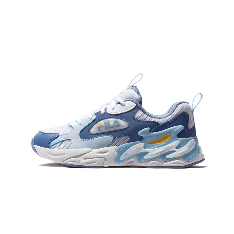 FILA KIDS ARTIST/Iridescent Glow Cushioning Abrasion Resistant Rebound Low top Kids' Running Shoes Blue White Unisex