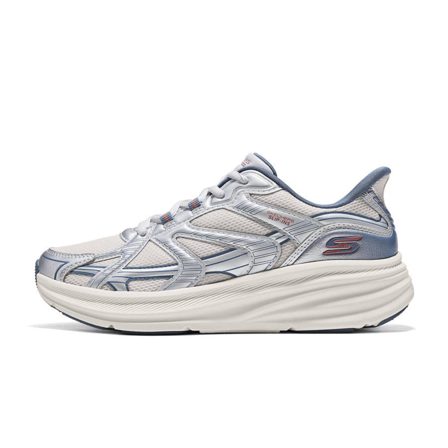 Skechers Running Shoes Women's Low Top Silver Beige & Blue Red Multicolor