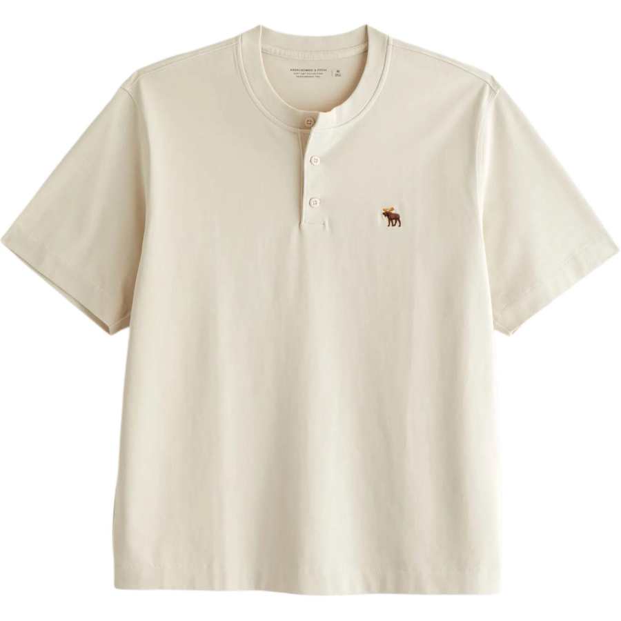 Abercrombie&Fitch T Shirts Men's Warm Beige Henry Collar
