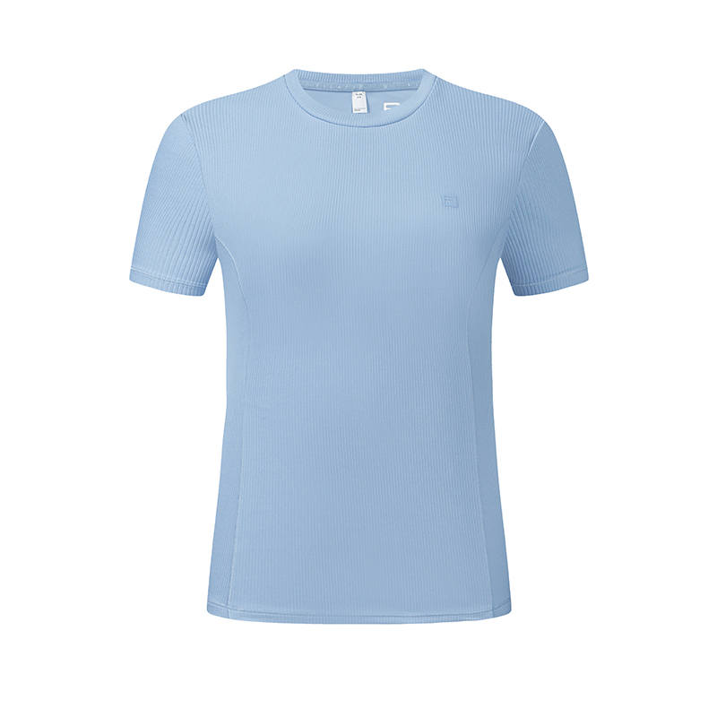 FILA Fitness T Shirts Women's Glass Blue Crew Neck Moderate Straight Fit