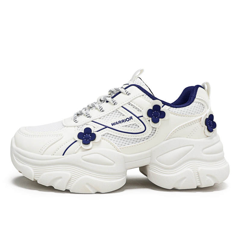 WARRIOR Chunky Sneakers Women's Low Top Beige Dark Blue/Beige Light Green