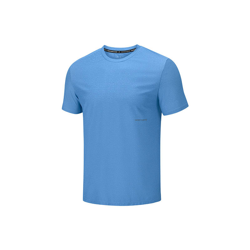 Skechers T Shirts Men's Coastal Cerulean/01DT Crew Neck Moderate Straight Fit