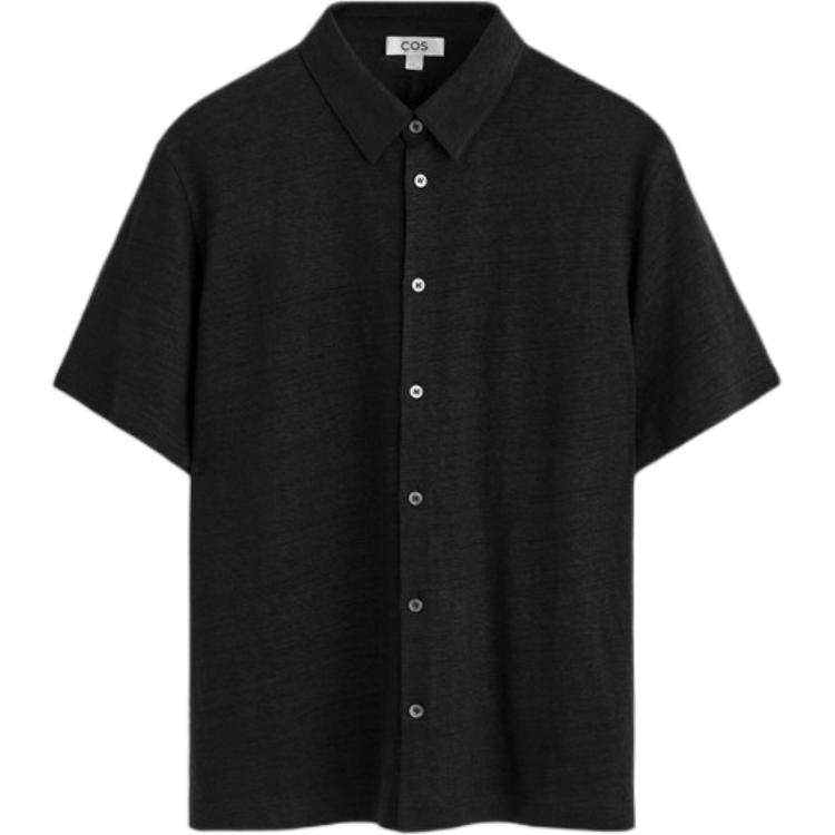 COS COS Shirts Men's Black Lapel Moderate Straight Fit