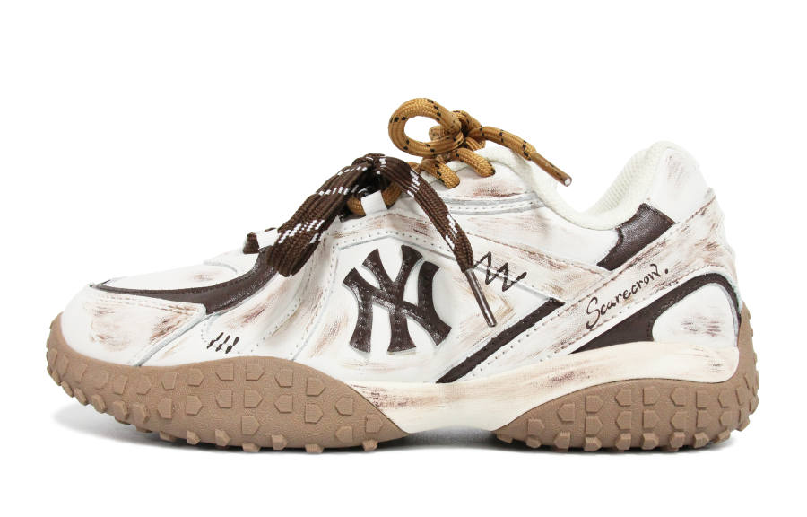 MLB New York Yankees Skateboard Shoes Unisex Low Top White/Brown
