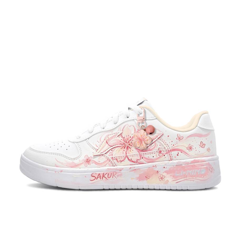 Li-Ning Li Ning Floating Boat Daojisi, Cherry Blossom Pink Synthetic Leather Cushioning Abrasion Resistant Lightweight Low top