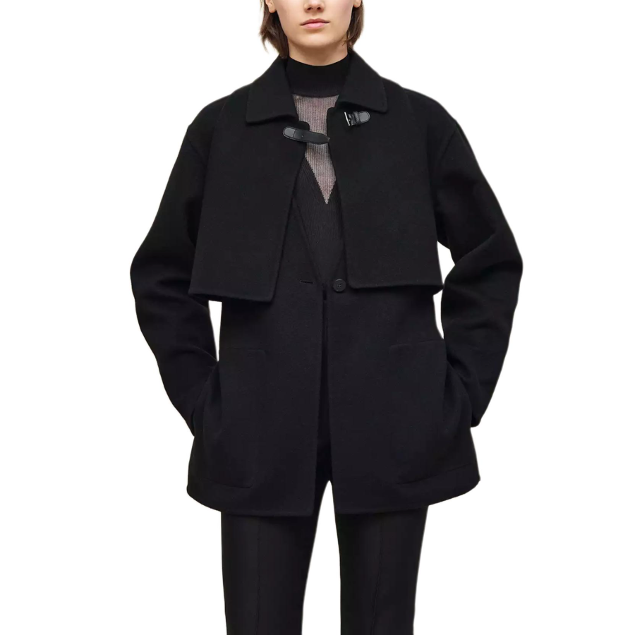 HERMES HERMES Coats Women's Black Lapel Moderate