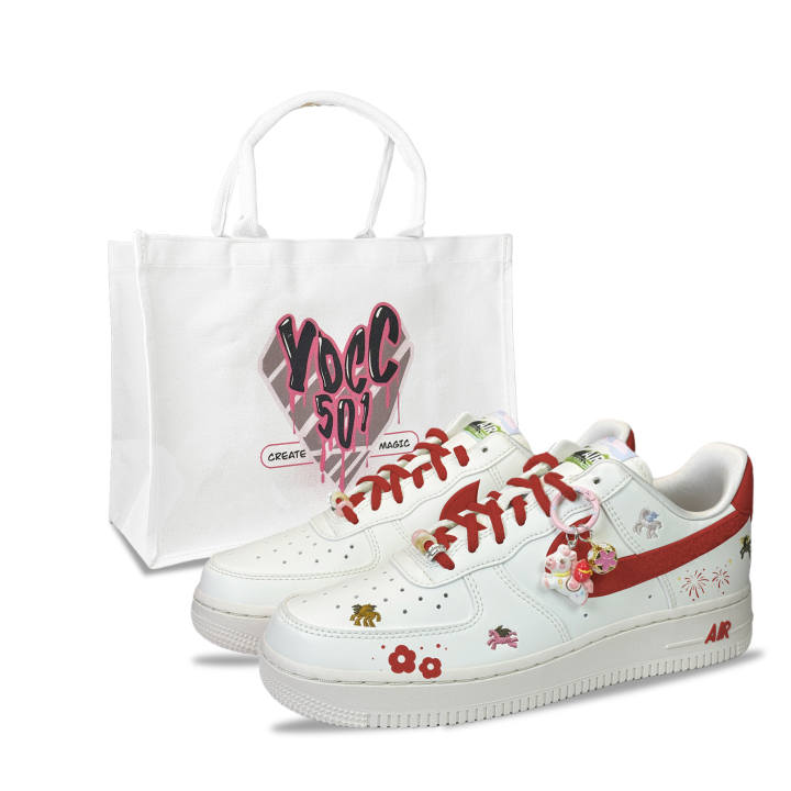 Nike Nike Air Force 1 YDCC Sparkle Spring, Shopping Bag Breathable Low top Skateboard Shoes Women's White