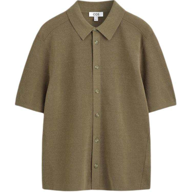 COS Knitwear Men's Khaki Lapel Moderate Straight Fit