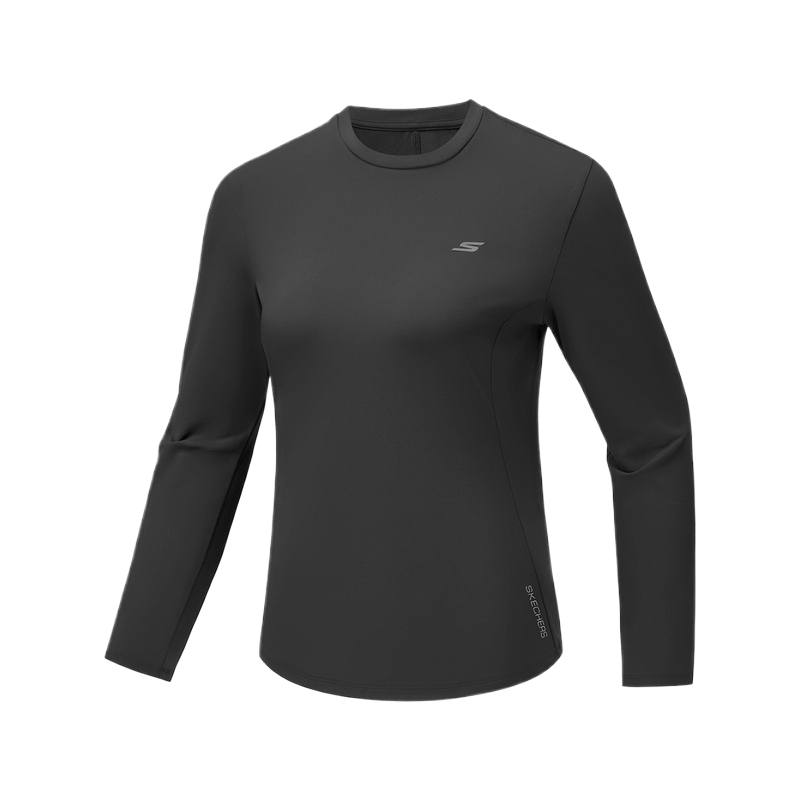 Skechers T Shirts Women's Carbon Black 0018 Crew Neck Moderate