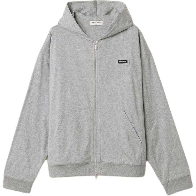 MIU MIU Sweatshirts Women's Gray Hooded Non Detachable Moderate