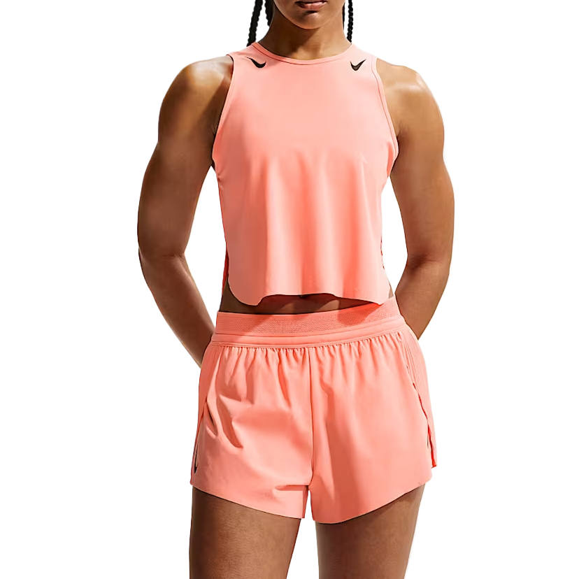 Nike Nike Dri Fit Running Tank Tops Women's Orange Pulse/Black Crew Neck Moderate