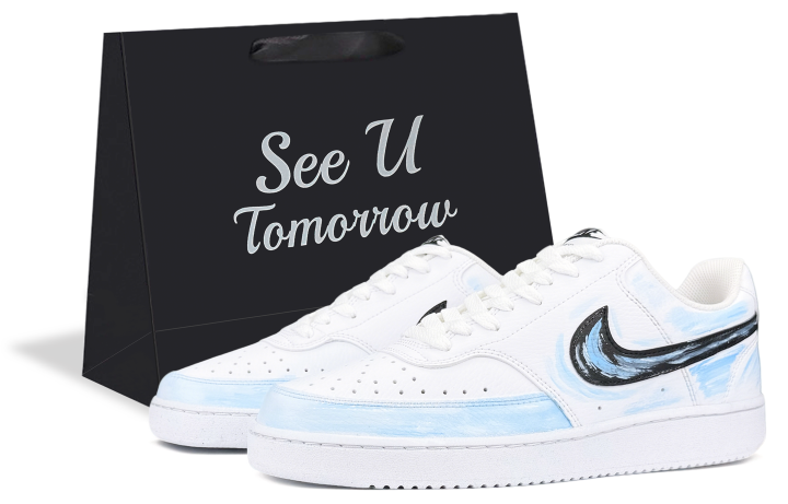 Nike Nike Court Vision 1 Skateboard Shoes Men's Low Top White Blue