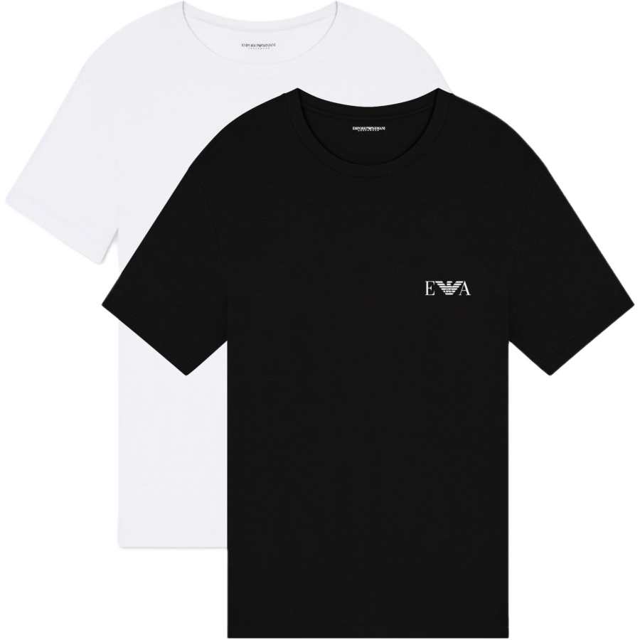 EMPORIO ARMANI T Shirts Men's White+Black Crew Neck Moderate Straight Fit
