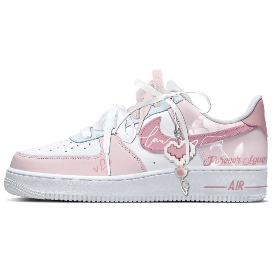 Nike Nike Air Force 1 No Shoe Collision League Love Pink Leather Abrasion Resistant Low top Skateboard Shoes Unisex