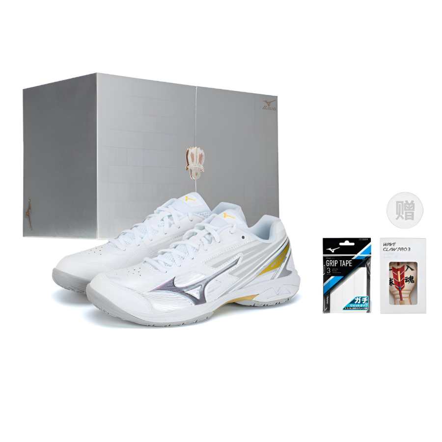 Mizuno Claw Badminton Shoes Women's Low Top White/silver/purple/gold
