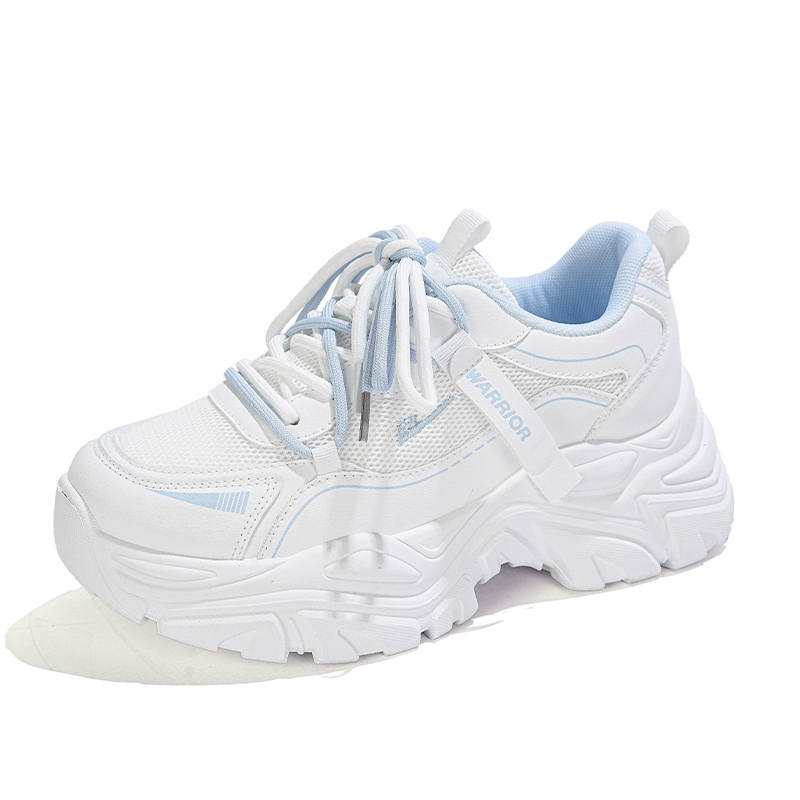 WARRIOR Chunky Sneakers Women's Low Top White Blue, White Black, White Pink
