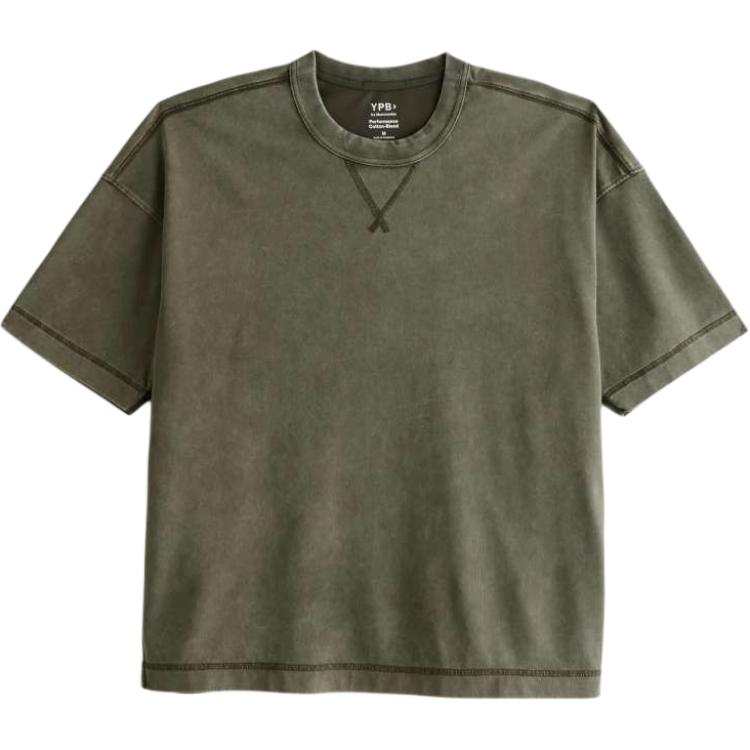 Abercrombie&Fitch T Shirts Men's Olive Green Crew Neck Moderate