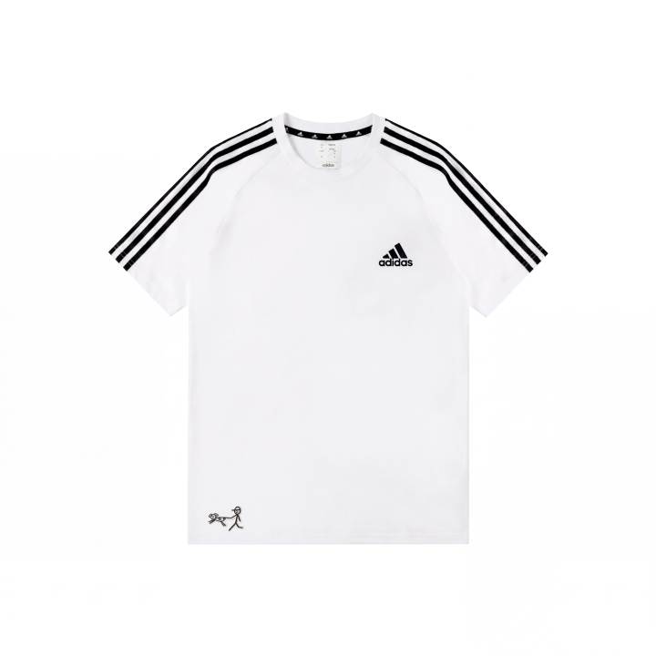 Adidas Adidas T Shirts Men's White Timely Dog Walking Crew Neck Moderate