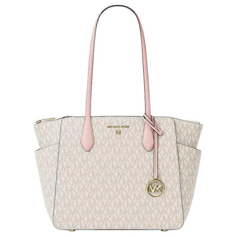 MICHAEL KORS Marilyn Artificial Leather Tote Bag, Shoulder Bag Medium Women's Ecru