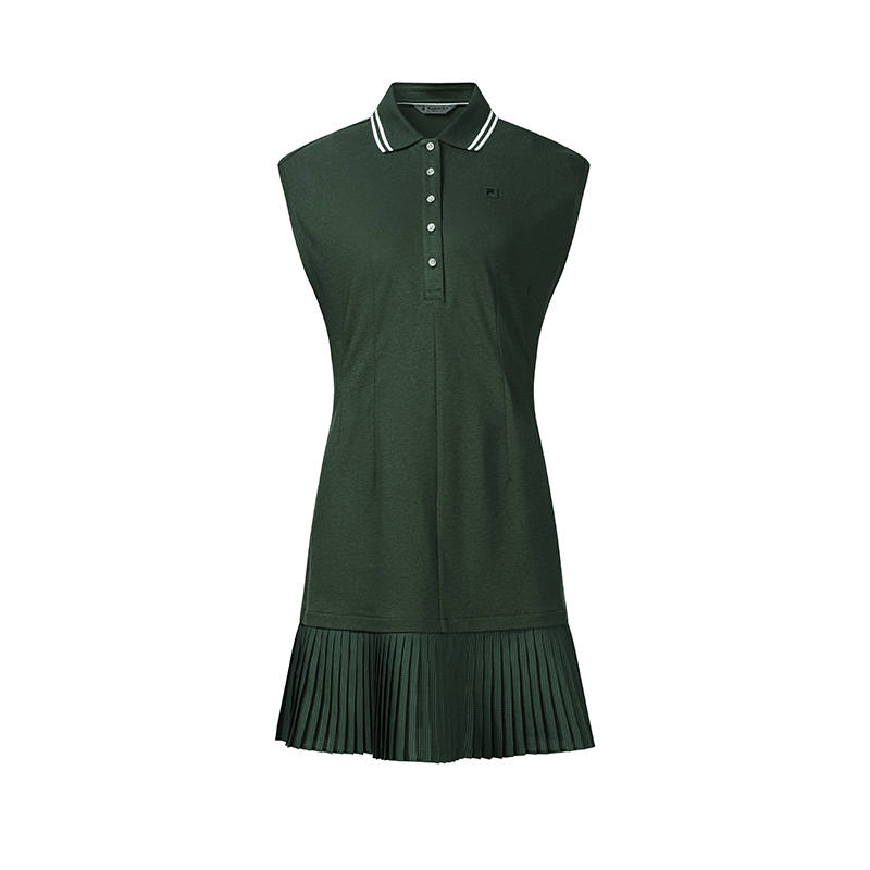 FILA Golf Sleeveless Dresses Women's Jasper Lapel Moderate Midi Skirt