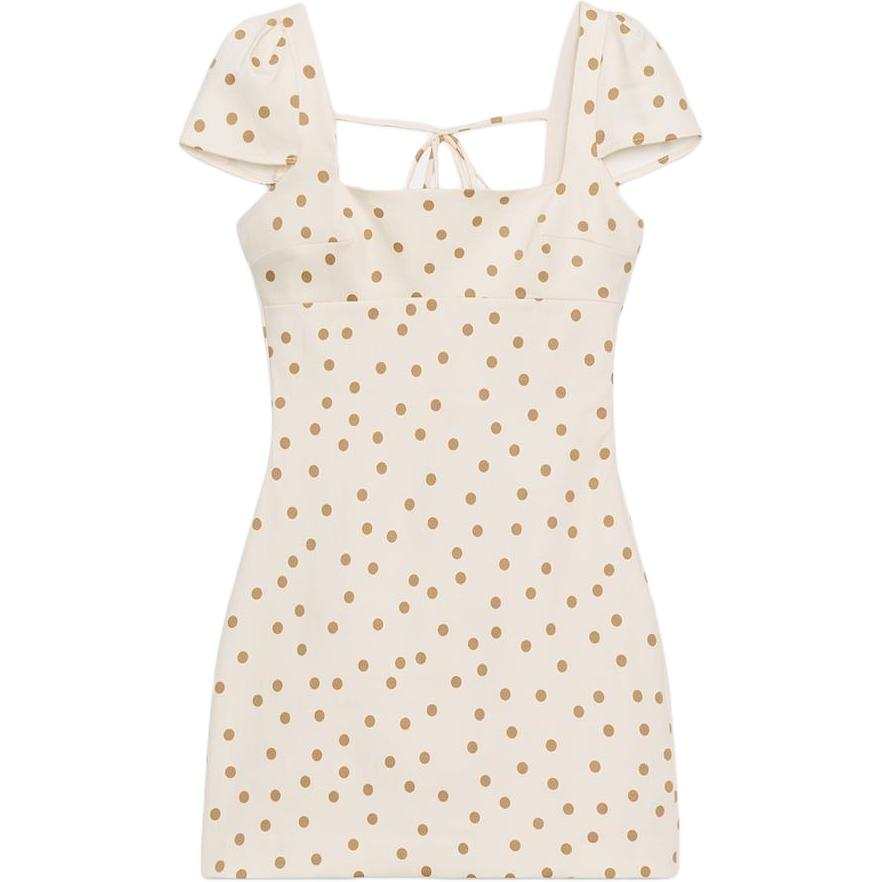 ZARA Short Sleeved Dresses Women's Nude/Brown Moderate Midi Dress