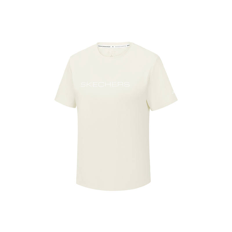 Skechers T Shirts Women's Marshmallow White 0074 Crew Neck Moderate