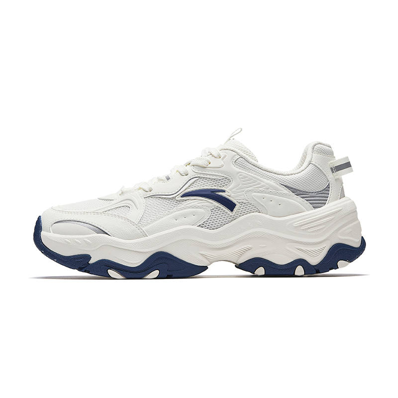 ANTA Quicksand Casual Shoes Men's Low Top Ivory White/Silver/Deep Ocean Blue 1