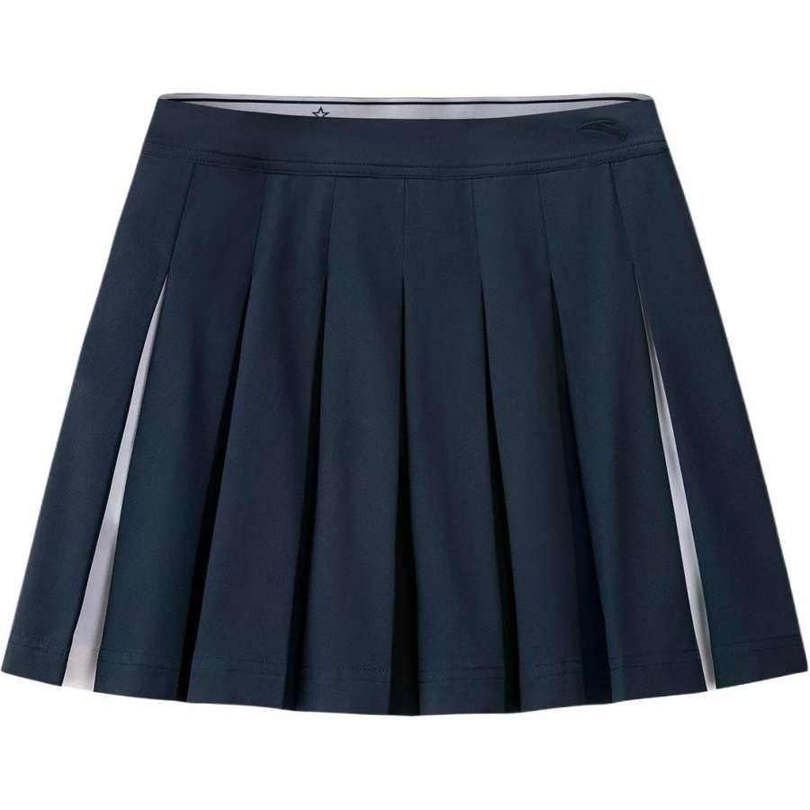 ANTA Casual Long Skirts Women's Midnight Black Moderate Long Skirt Pleated Skirt