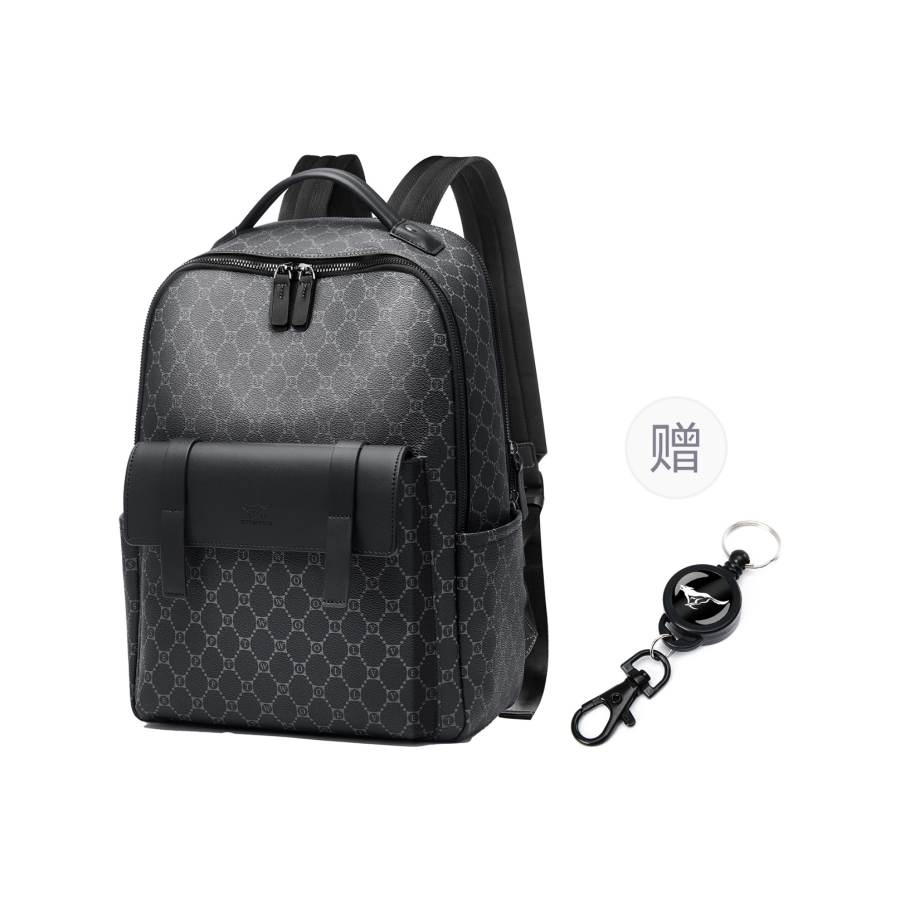 SEPTWOLVES SEPTWOLVES Synthetic Leather Print Backpack Regular Unisex Obsidian Black